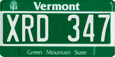VT license plate XRD347
