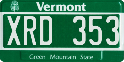VT license plate XRD353
