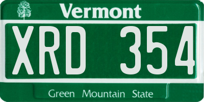 VT license plate XRD354