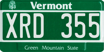 VT license plate XRD355