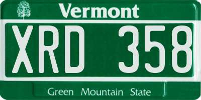 VT license plate XRD358