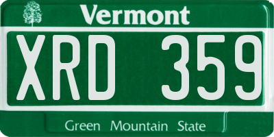 VT license plate XRD359