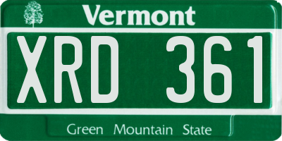 VT license plate XRD361