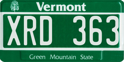 VT license plate XRD363