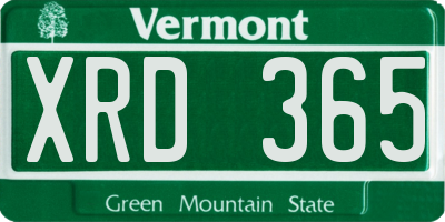 VT license plate XRD365