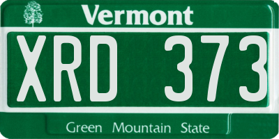 VT license plate XRD373