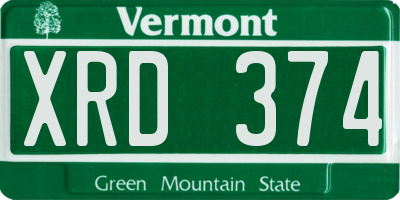 VT license plate XRD374