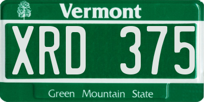 VT license plate XRD375