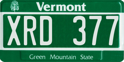 VT license plate XRD377