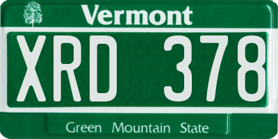 VT license plate XRD378