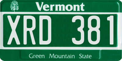 VT license plate XRD381