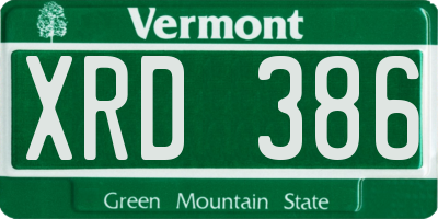 VT license plate XRD386