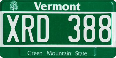 VT license plate XRD388