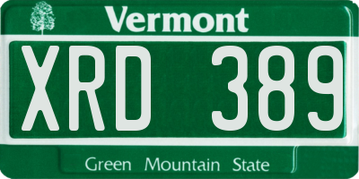 VT license plate XRD389