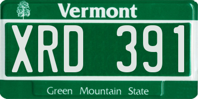 VT license plate XRD391