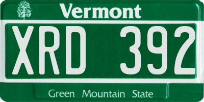 VT license plate XRD392