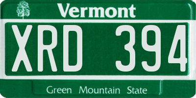 VT license plate XRD394