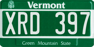 VT license plate XRD397