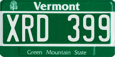 VT license plate XRD399