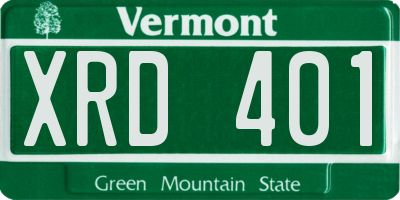 VT license plate XRD401