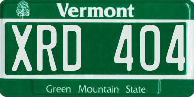 VT license plate XRD404
