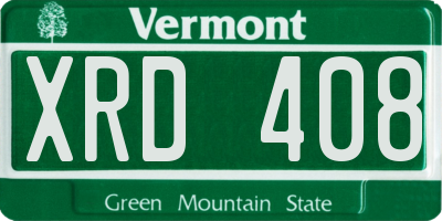 VT license plate XRD408