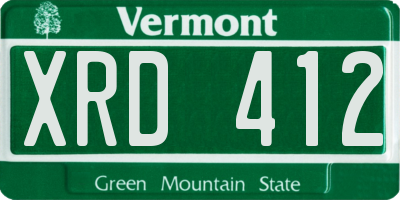 VT license plate XRD412