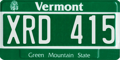 VT license plate XRD415