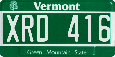 VT license plate XRD416