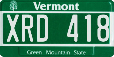 VT license plate XRD418