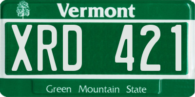 VT license plate XRD421