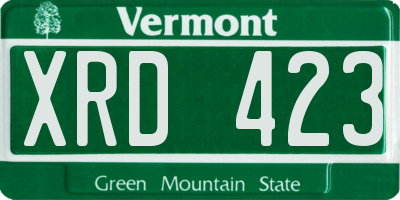 VT license plate XRD423