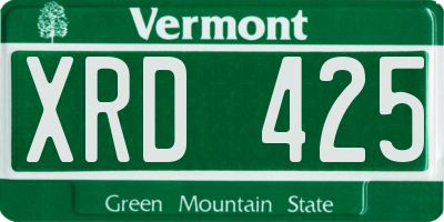 VT license plate XRD425