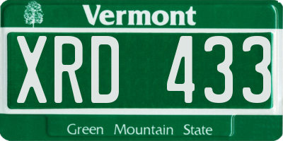 VT license plate XRD433