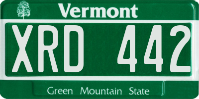 VT license plate XRD442