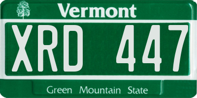 VT license plate XRD447
