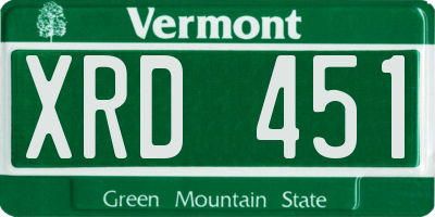 VT license plate XRD451