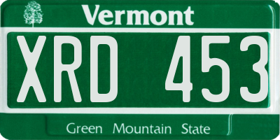 VT license plate XRD453