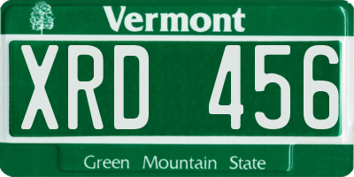 VT license plate XRD456