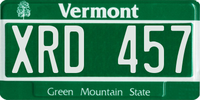 VT license plate XRD457