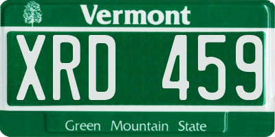VT license plate XRD459