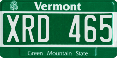 VT license plate XRD465