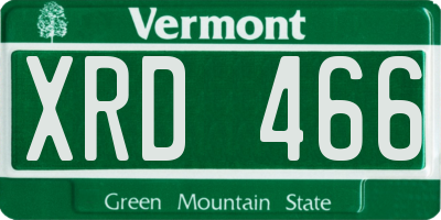VT license plate XRD466