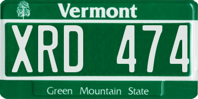 VT license plate XRD474