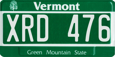 VT license plate XRD476