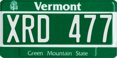 VT license plate XRD477
