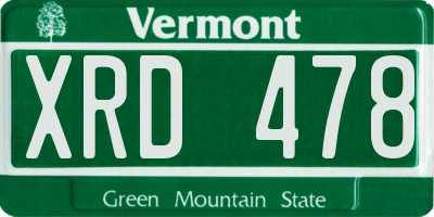 VT license plate XRD478