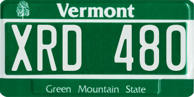 VT license plate XRD480