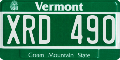 VT license plate XRD490