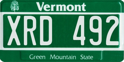 VT license plate XRD492